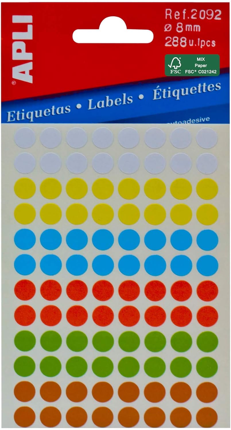 Apli Ronde Blanco Stickers Assorti 8 mm.