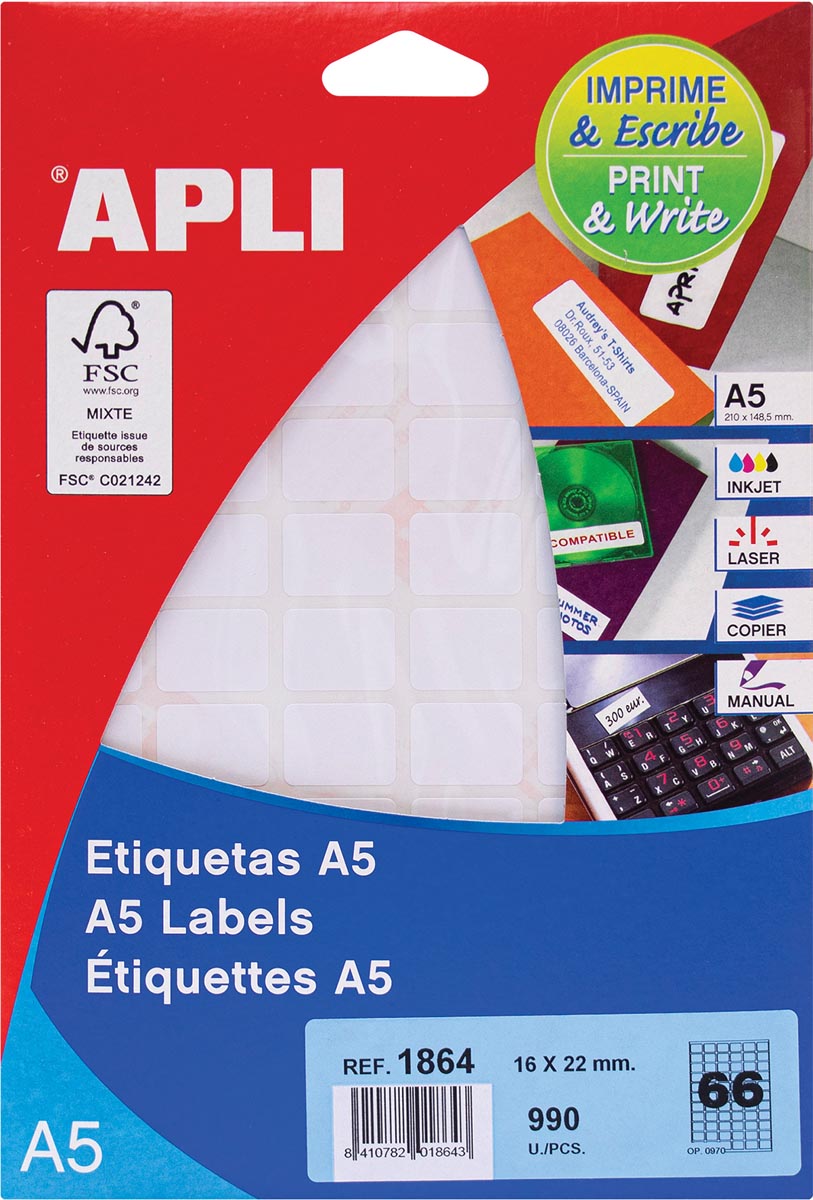 Apli Mapje Etiketten 16x22mm