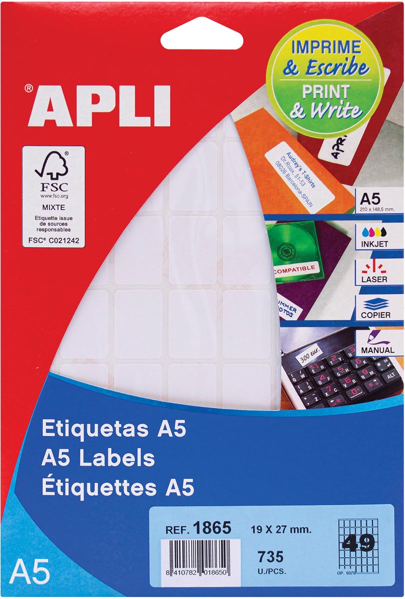 Apli Mapje Etiketten 19x27mm