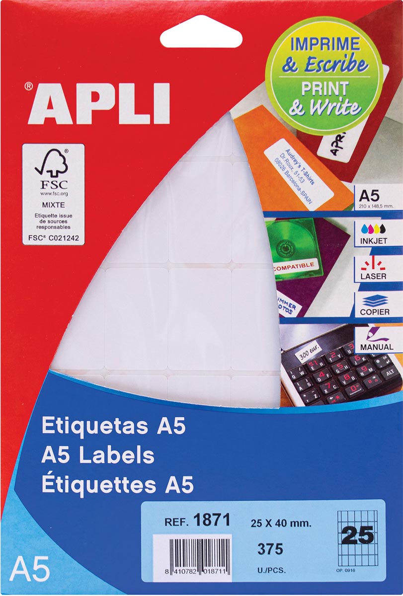 Apli Mapje Etiketten 25x40mm