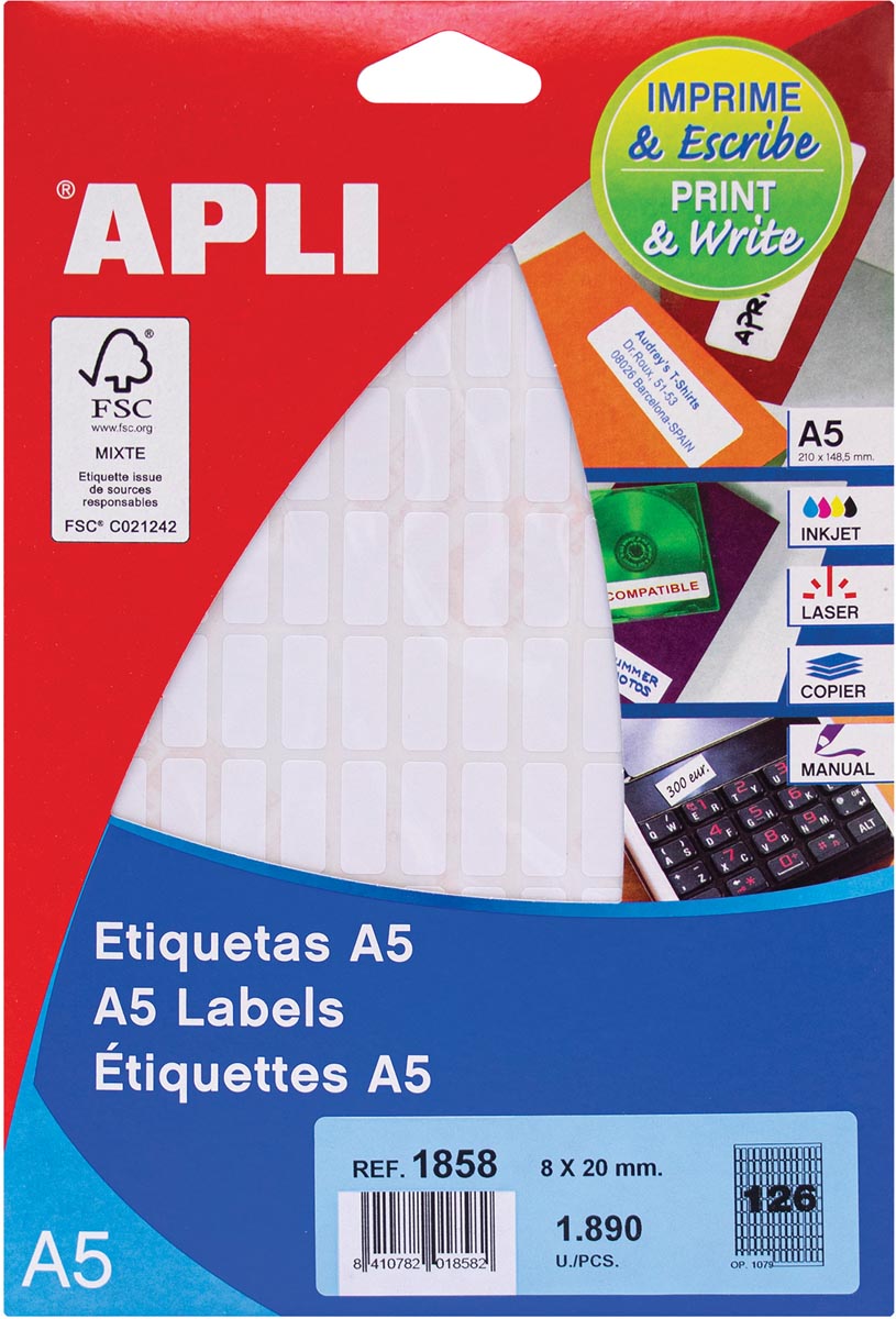 Apli Mapje Etiketten 8x20mm