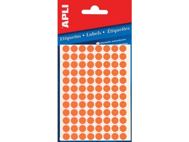 Apli Ronde Blanco Sticker Fluor Oranje 8mm