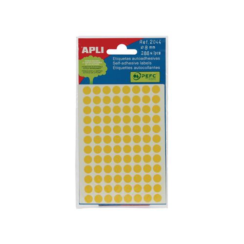 Apli Ronde Blanco Sticker Geel 8mm