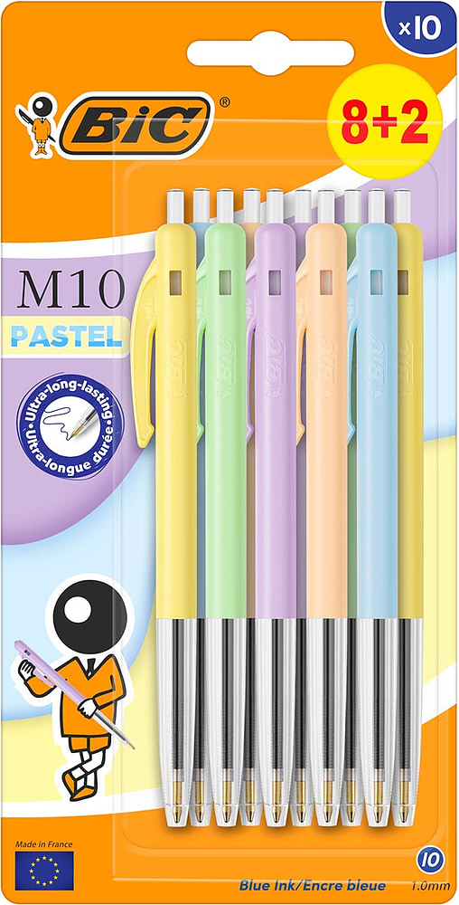 BIC M10 Balpennen PASTEL 8+2 Blister
