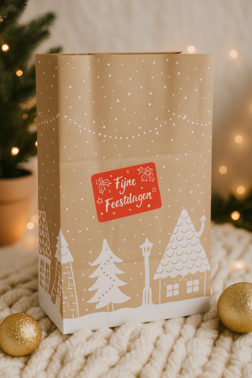 Blokbodemzak Fijne Feestdagen