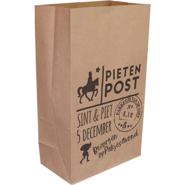Blokbodemzak Kraft Pietenpost