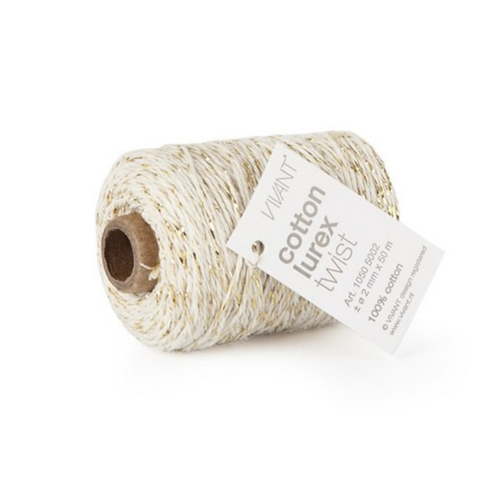 Cotton Lurex Touw Creme/Goud