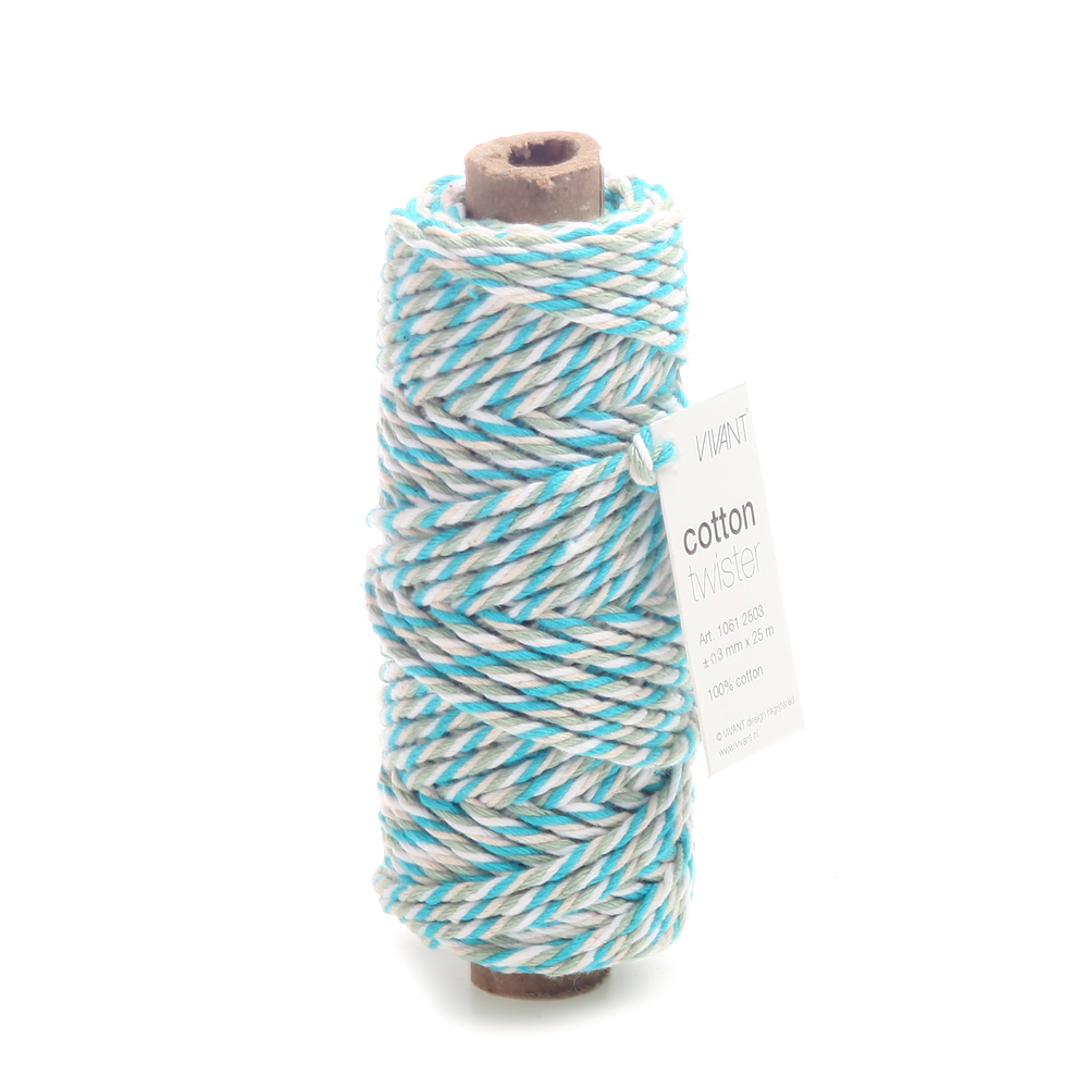 Cotton Twister 3-kleuren Touw Turquoise