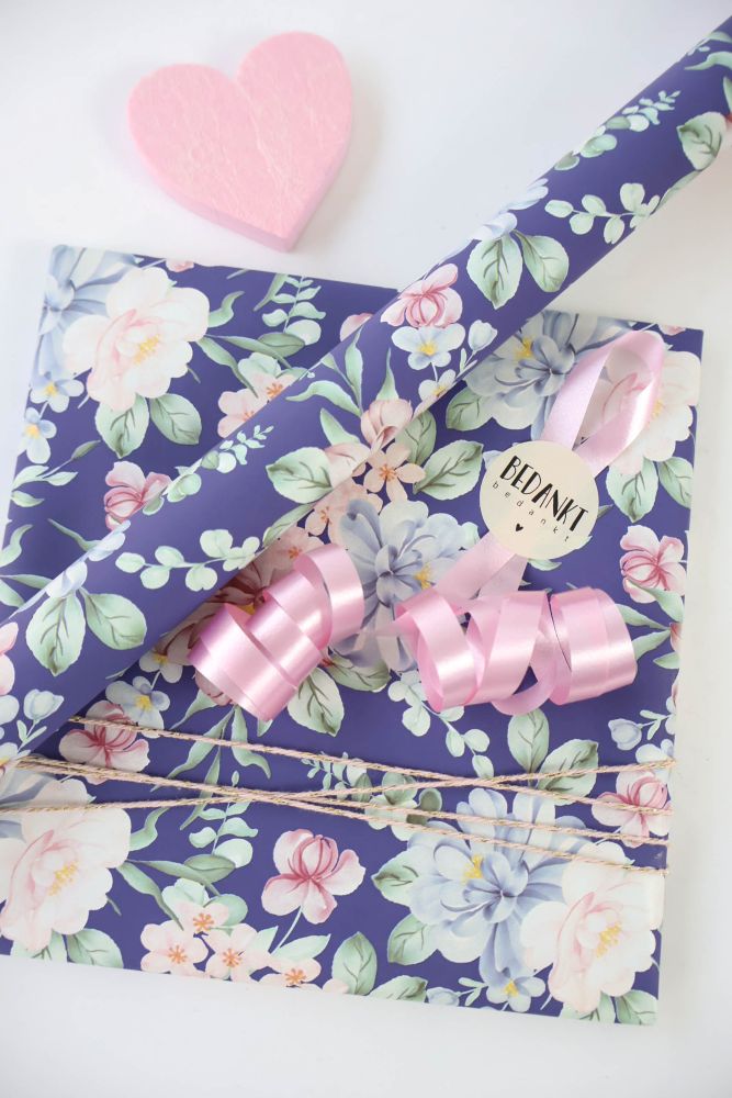 Kadopapier Floral Blue