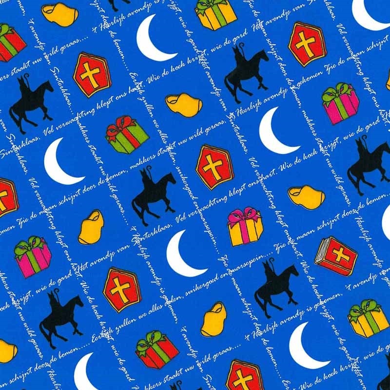 Kadopapier Sint Blauw Silhouette 30cm