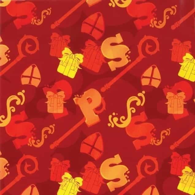 Kadopapier Sint Rood S&P 50cm