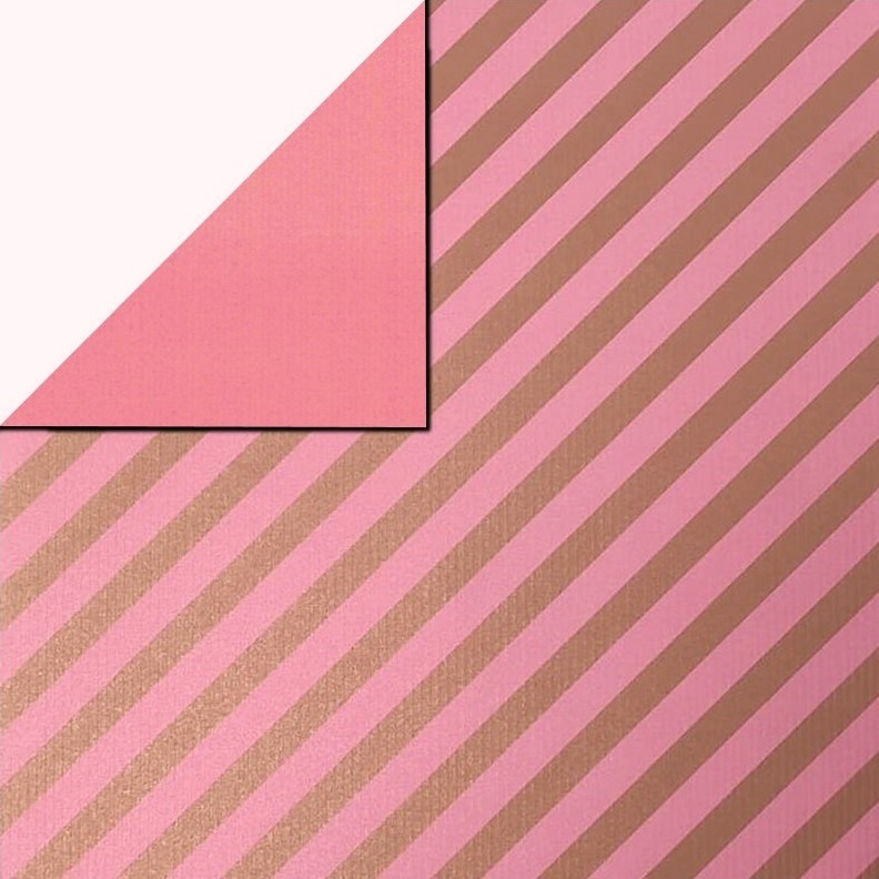 Kadopapier Stripe Pink/Gold