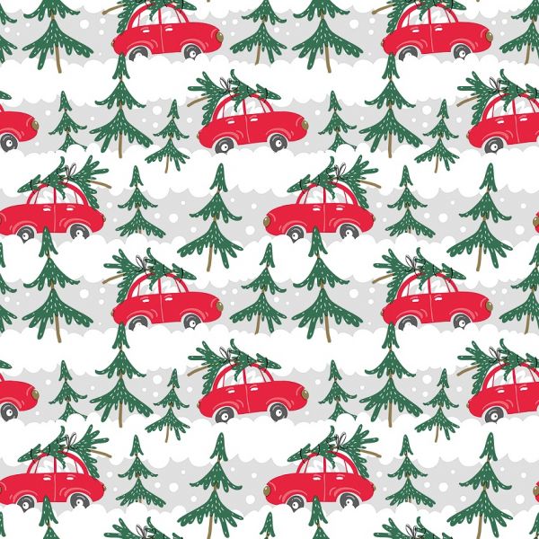 Kadopapier XMAS Cars Red 30cm