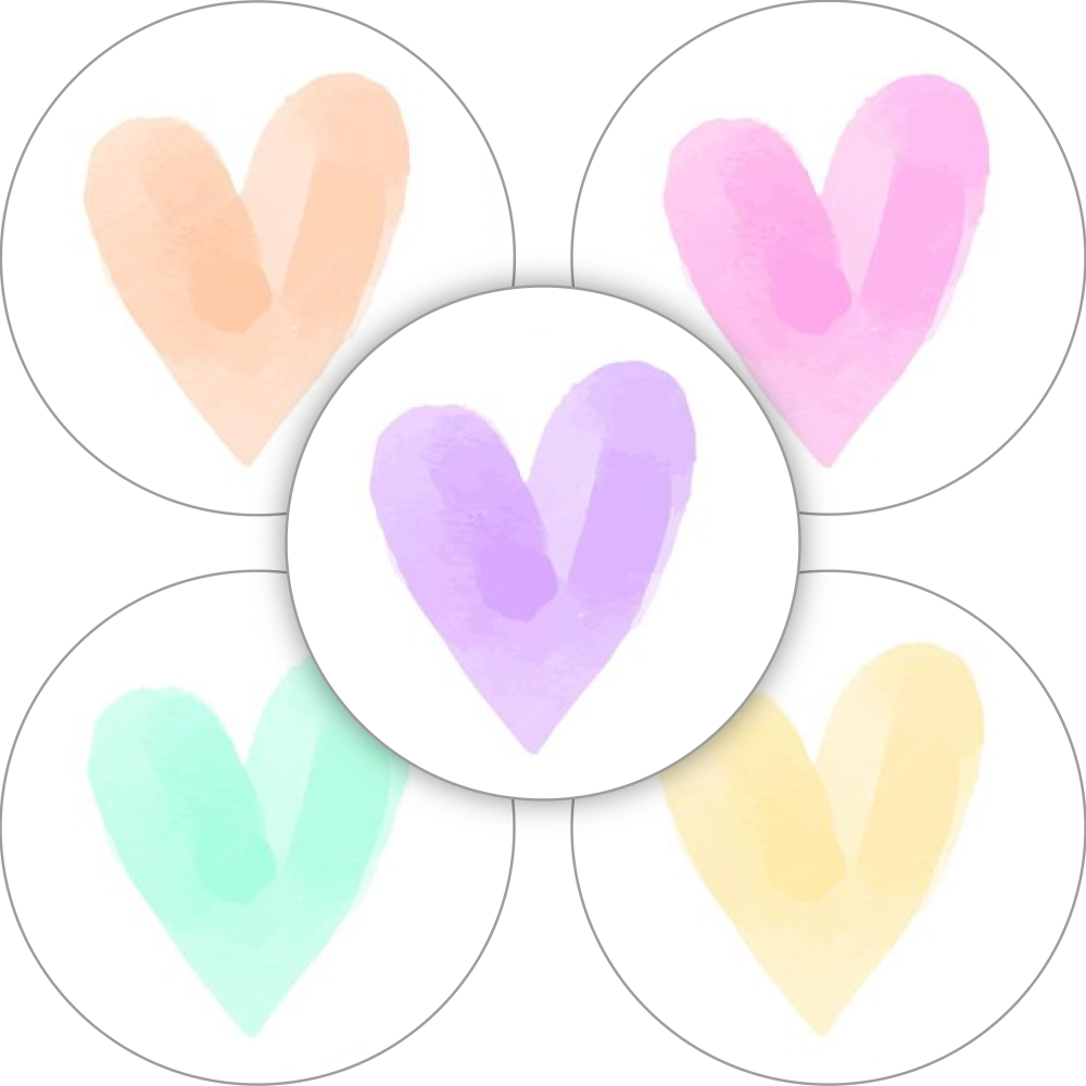 Kadosticker Aquarel Pastel Hearts Assorti