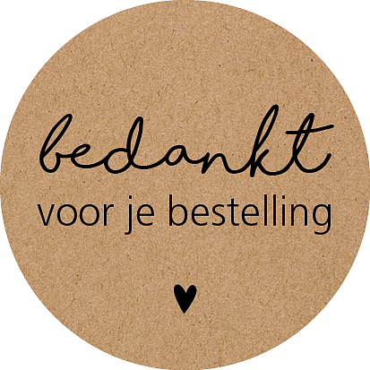 Kadosticker Bedankt voor je Bestelling Hartje