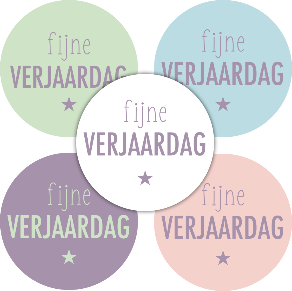 Kadosticker Fijne Verjaardag Assorti van 5