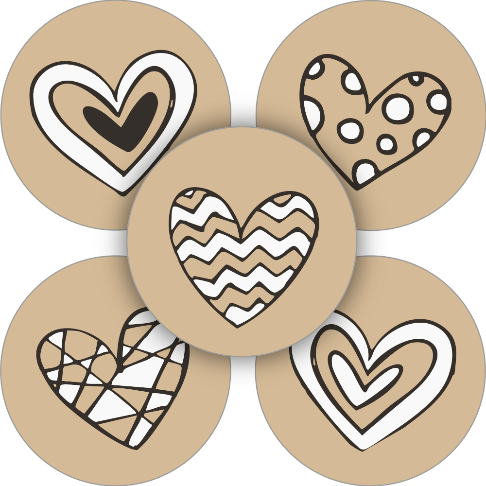 Kadosticker Kraft Hearts Assorti