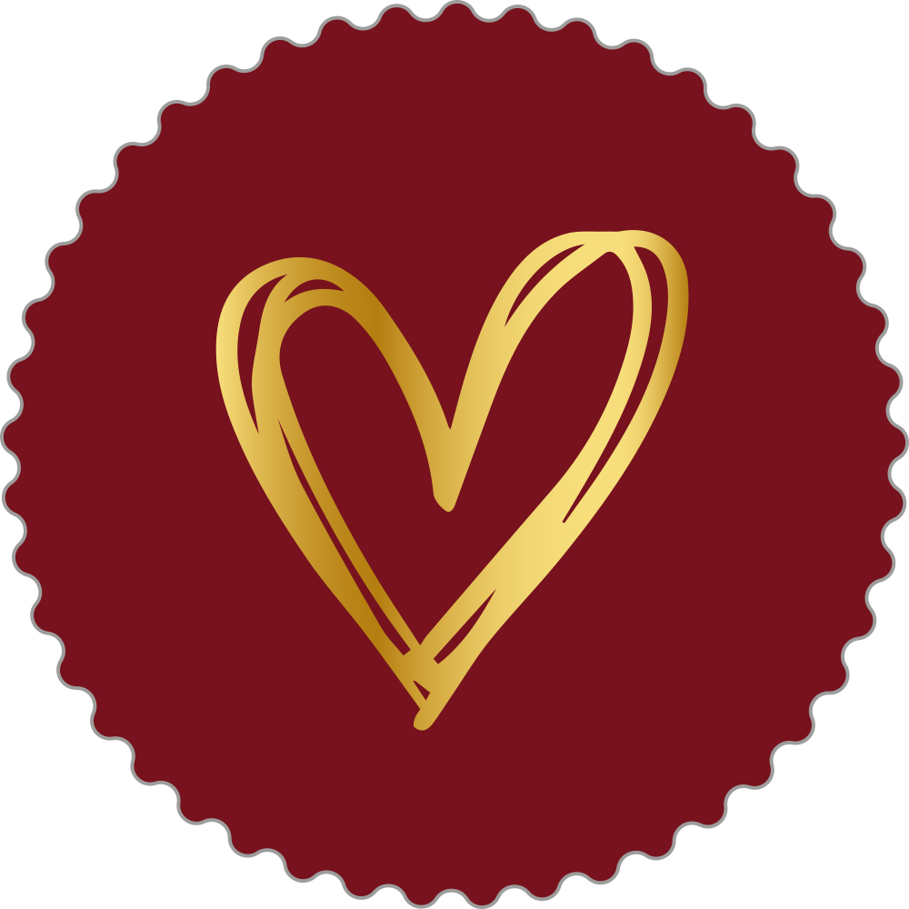Kadosticker Golden Heart on Bordeaux
