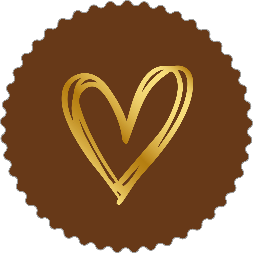 Kadosticker Golden Heart on Chocolate