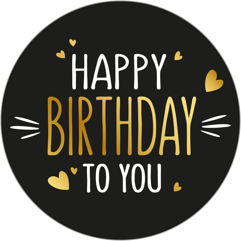 Kadosticker Happy Birthday to You Hearts Black