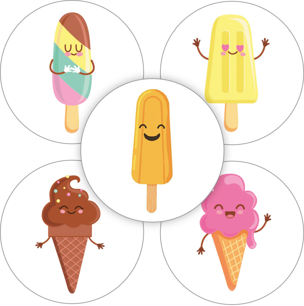 Kadosticker Happy Icecream Assorti van 5