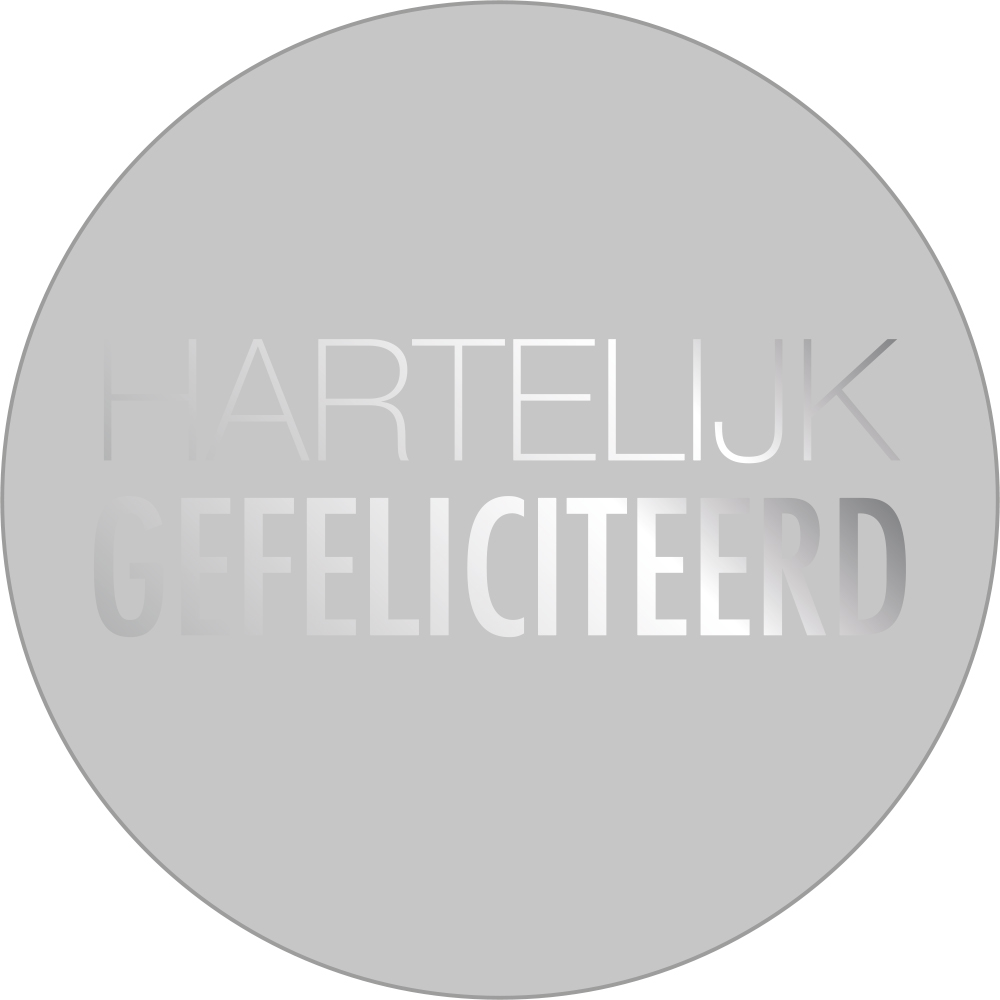 Kadosticker Hartelijk Gefeliciteerd Zilverfolie