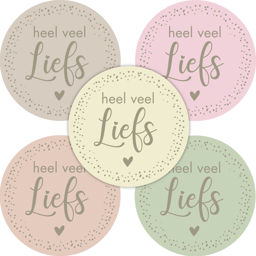 Kadosticker Heel veel liefs Naturel  Assorti van 5