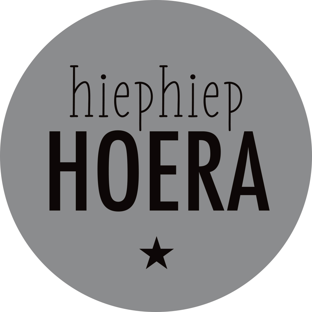 Kadosticker Hiephiep Hoera Grijs