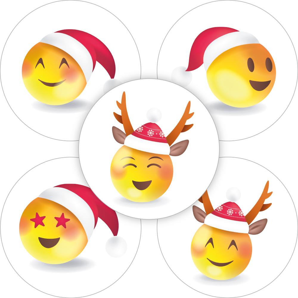 Kadosticker Kerst Smileys Assorti van 5