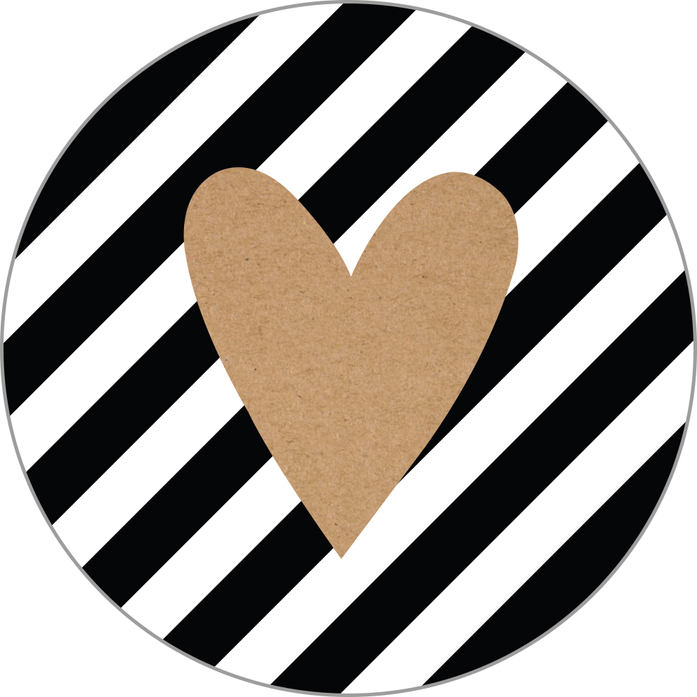 Kadosticker Kraft Heart on Stripes