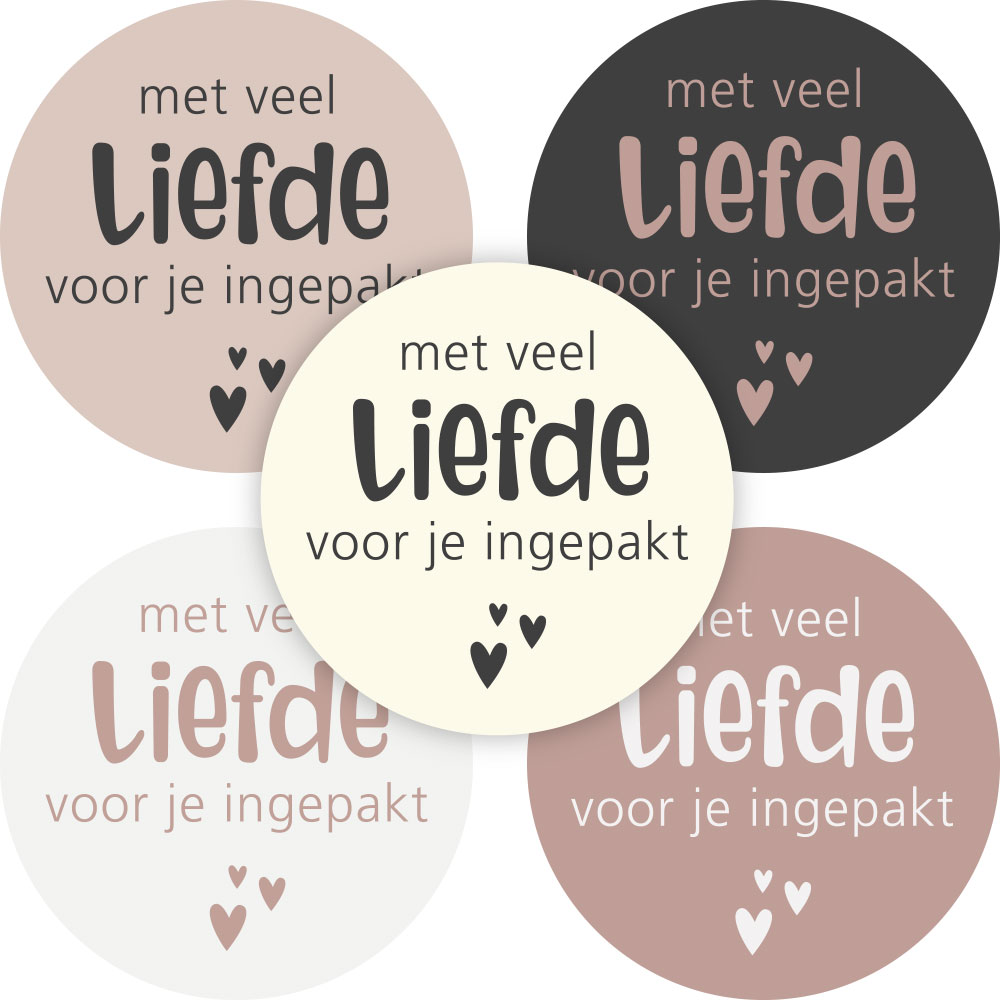 Kadosticker Met Veel Liefde voor je Ingepakt Assorti van 5