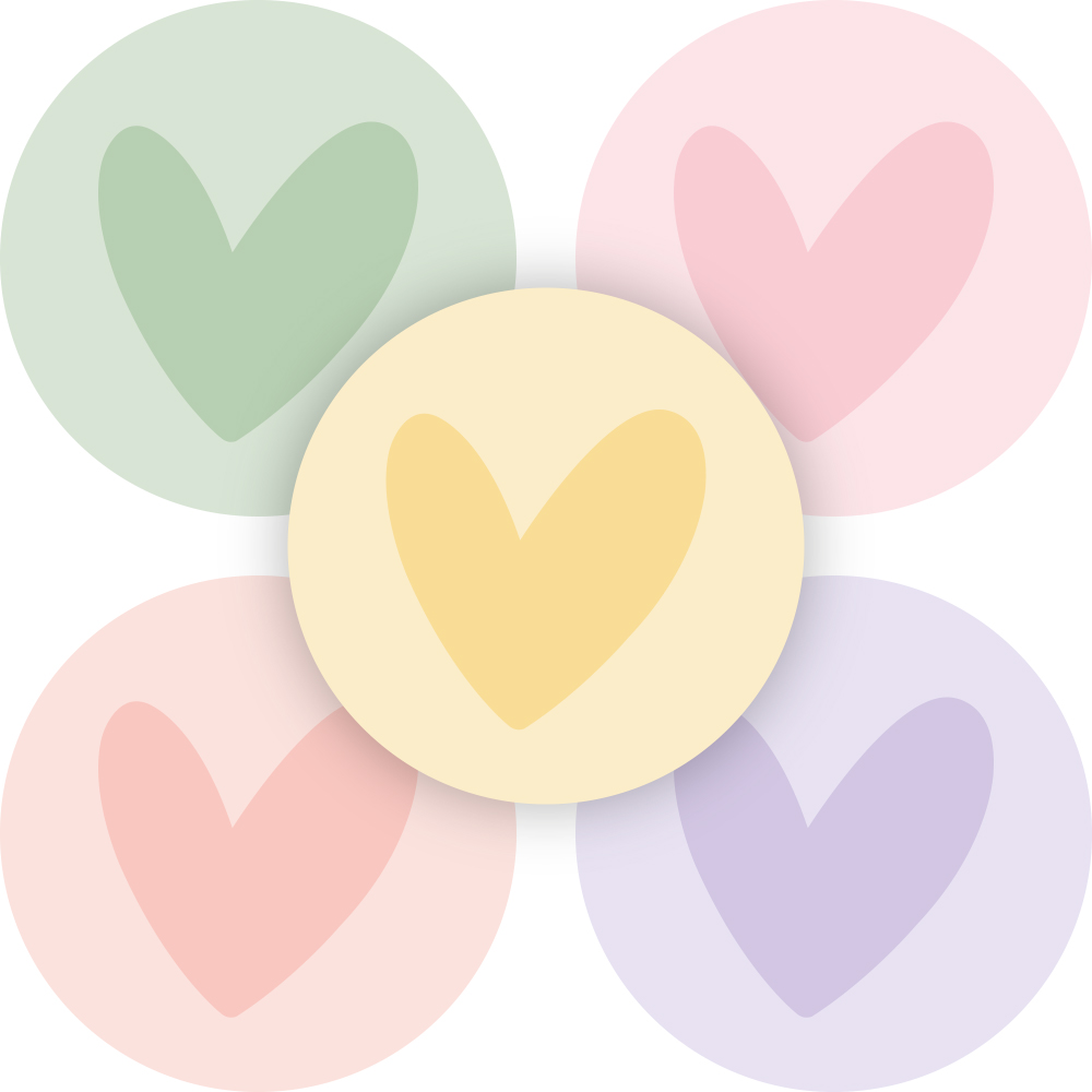 Kadosticker Pastel Hearts Assorti van 5