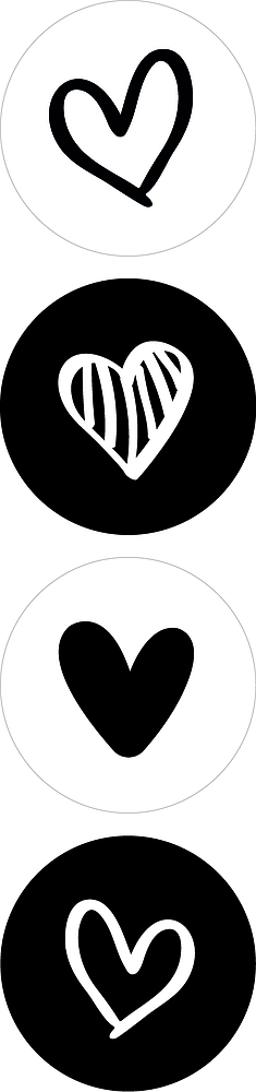 Kadostickers Black and White Hearts Assorti
