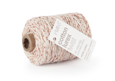 Cotton Lurex Touw Creme/Rosegoud