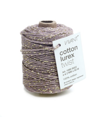 Cotton Lurex Touw Taupe/Goud