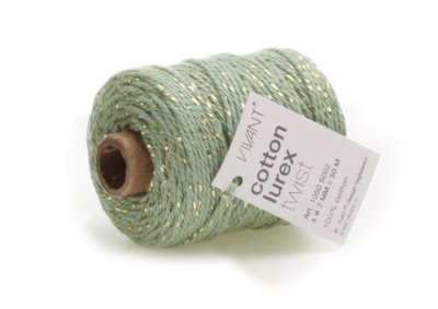 Cotton Lurex Touw Mint/Goud