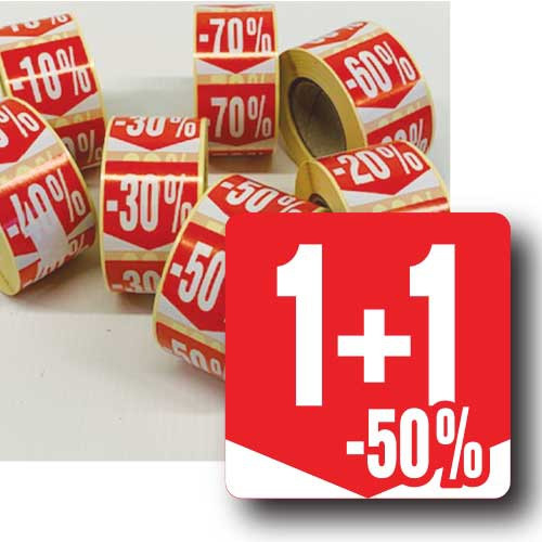 Prijssticker 1+1 -50%