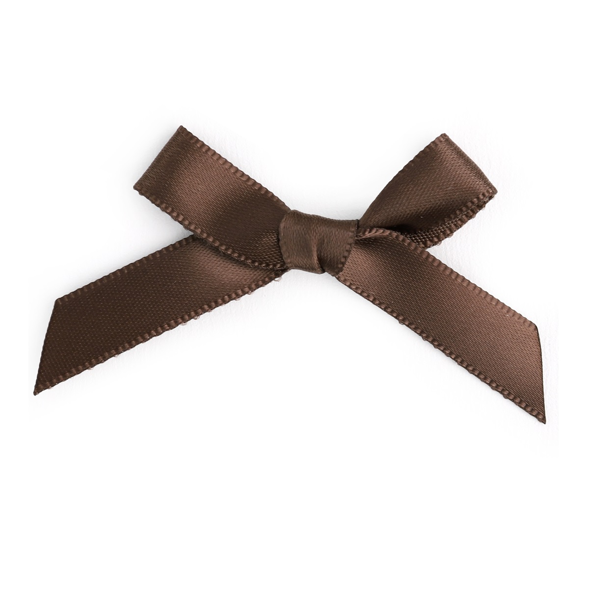 Satijnen Strikje met Plakker Chocoladebruin