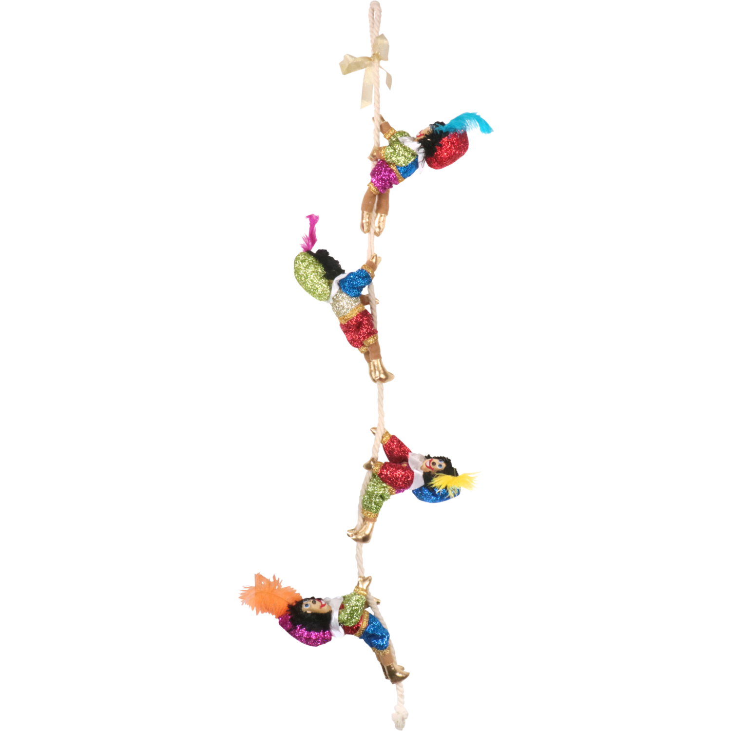 Sinterklaas Decoratie 4 gouden pieten aan touw