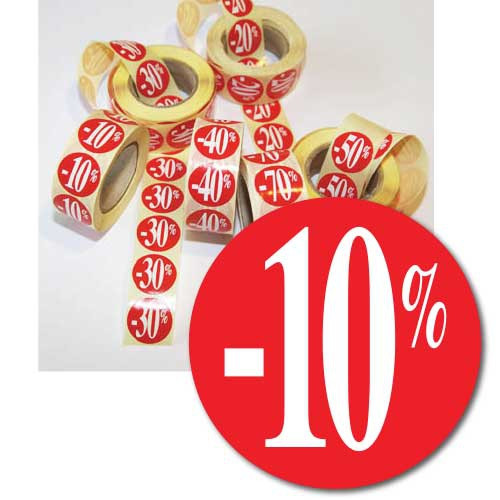 Sticker -10% Rood/Wit