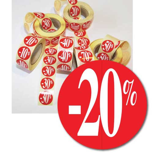 Sticker -20% Rood/Wit