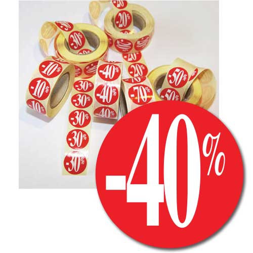 Sticker -40% Rood/Wit