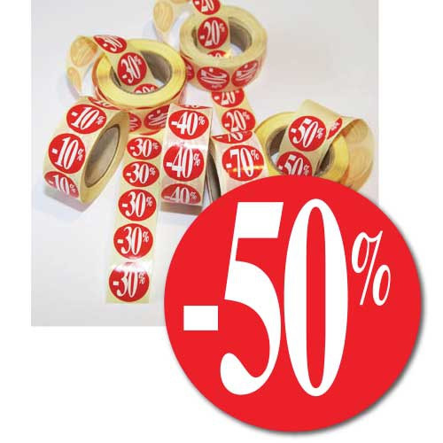 Sticker -50% Rood/Wit