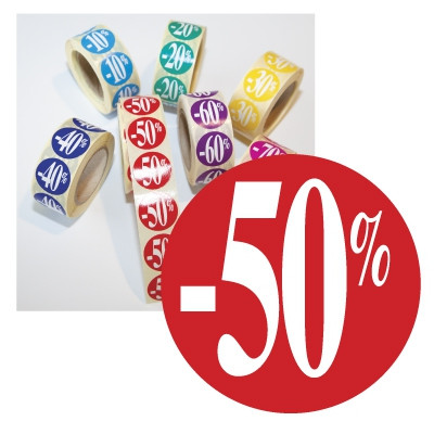 Sticker -50% Rood/Wit