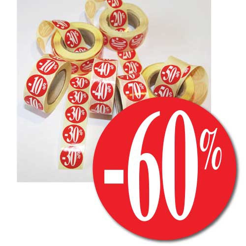 Sticker -60% Rood/Wit