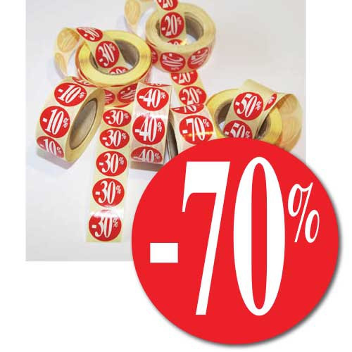Sticker -70% Rood/Wit