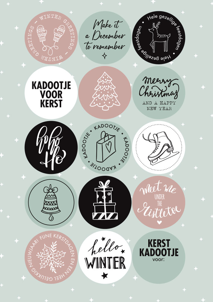 Stickervel Kerst Pastel
