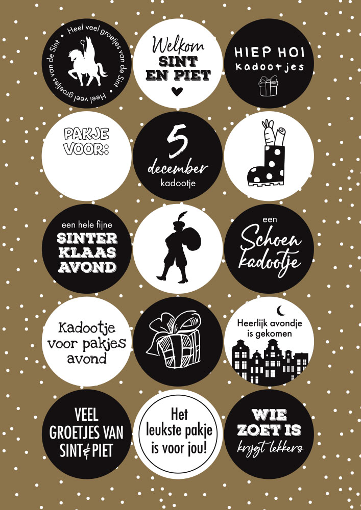 Stickervel Sinterklaas Goud