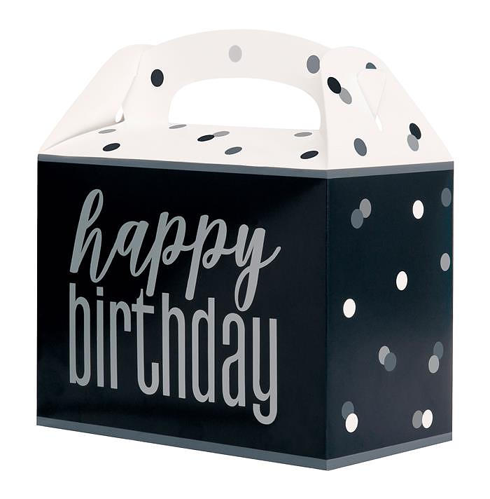 Uitdeelbox Happy Birthday Zwart
