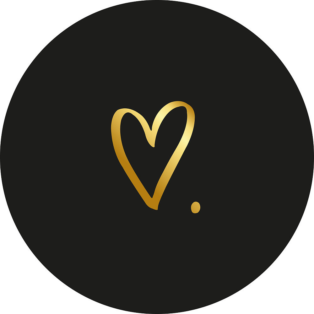 XL Kadosticker Gold heart on Black